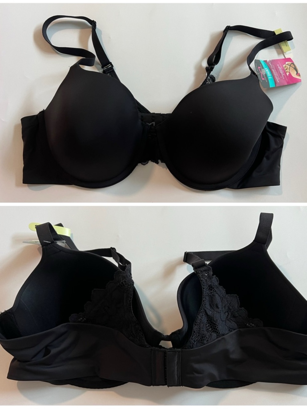 Maidenform Black T-Shirt Bra 38B Smooth Cups Convertible Straps Underwire